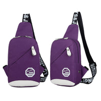Outdoor Nylon Chest Bag Cross-Body Bag Purple