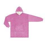 Unisex Warm Oversized Fleece Hoodie Blanket Sweatshirt Hooded with Pocket Pink