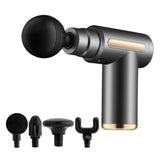 Portable Grey Mini Muscle Massage Gun with Four Heads