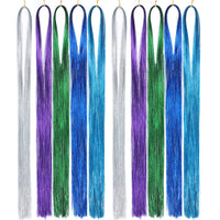 10 Pcs Sparkling Shiny Hair Tinsel Extensions Colorful Hair Tinsel Glitter Hair for Party-Style 1