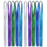 10 Pcs Sparkling Shiny Hair Tinsel Extensions Colorful Hair Tinsel Glitter Hair for Party-Style 1