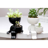 2 Pack Same Colour Same Style Imitation Human Shaped Ceramic Flowerpot Home Decor