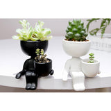 2 Pack Same Colour Same Style Imitation Human Shaped Ceramic Flowerpot Home Decor