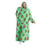 Oversize Hooded Blanket Wearable Printed Hoodie Green