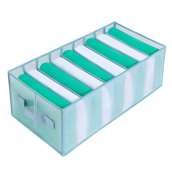 9 Grids Storage Closet Wardrobe Jeans Divider Clothes Drawer Organizer-Blue