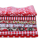 FancyGrab 7Pcs DIY Cotton Fabric Printed Cloth Sewing Quilting Fabrics for Patchwork Red