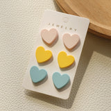 6 Pairs of Heart Shaped Acrylic Stud Earrings for Women -Style 2