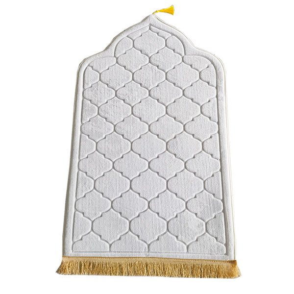 110x65cm Muslim Prayer Mat Islamic Turkish Praying Mat Thick Meditation Mat Soft Flannel Floor Mat White