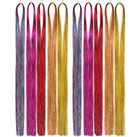 10 Pcs Sparkling Shiny Hair Tinsel Extensions Colorful Hair Tinsel Glitter Hair for Party-Style 2