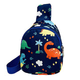 FancyGrab Sling Bag Shoulder Chest Bag – Girls & Boys School Bag Navy Dinosaur