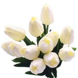 12Pcs Set Tulips Artificial Flowers LED Night Light White