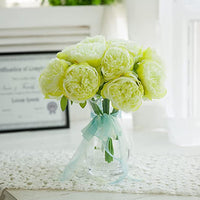 1 x 5 Heads Artificial Flower Fake Peonies Silk Home Wedding Party Decor-Green