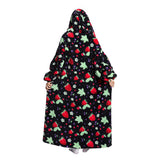 Oversize Hooded Blanket Wearable Printed Hoodie Black