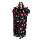 Oversize Hooded Blanket Wearable Printed Hoodie Black