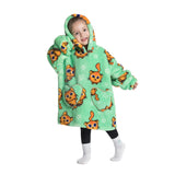 Oversize Hooded Blanket Wearable Printed Hoodie Green