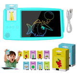 2-in-1 Kids Talking Flash Cards LCD Writing Tablet Learning Toys Blue