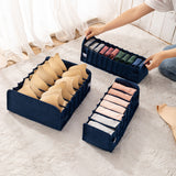 3Pcs Set Foldable Drawer Organizer Dividers Closet Storage Box For Underwear Bra Sock-Navy