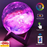 15CM 3D Galaxy Lunar Moon Lamp 16 Color Touch Remote Night Light Star