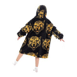 Kids Hooded Blanket Wearable Sherpa Blanket Oversized Hoodie Blanket Black