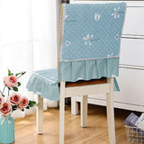 2Pcs Siamese Chair Cover Non-Slip Thickened Stretch Slipcover Seat Covers Blue