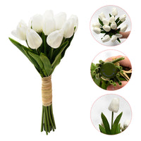 12Pcs Set Tulips Artificial Flowers LED Night Light White