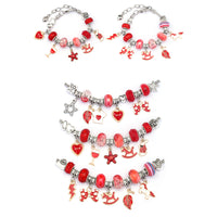 63Pcs Christmas DIY Bracelet Making Kit Pendant Bracelet Ornaments Red