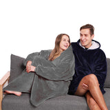 Unisex Warm Oversized Fleece Hoodie Blanket Sweatshirt Hooded with Pocket Gray