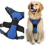 Reflective Adjustable No Pull Dog Harness Vest Harness with Easy Control Soft Handle Dark Blue-M