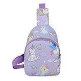 FancyGrab Sling Bag Shoulder Chest Bag – Girls & Boys School Bag Purple Unicorn