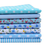 FancyGrab 7Pcs DIY Cotton Fabric Printed Cloth Sewing Quilting Fabrics for Patchwork Blue