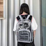 PVC Transparent Backpack Water-Resistant Clear Bookbag for Boys and Girls Gray