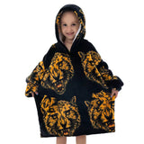 Kids Hooded Blanket Wearable Sherpa Blanket Oversized Hoodie Blanket Black