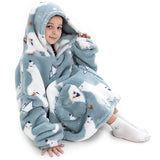 Kids Hooded Blanket Wearable Sherpa Blanket Oversized Hoodie Blanket Sky Blue