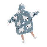 Kids Hooded Blanket Wearable Sherpa Blanket Oversized Hoodie Blanket Sky Blue