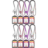 FancyGrab 4Pcs Vertical PU Leather ID Badge Holder with Rhinestone Lanyard Metal Clip and Key Ring