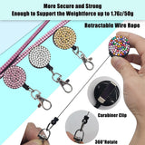 FancyGrab 4Pcs Vertical PU Leather ID Badge Holder with Rhinestone Lanyard Metal Clip and Key Ring