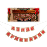 1 Set Linen Merry Christmas Bunting Garland Banner Hanging Flag