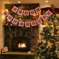 1 Set Linen Merry Christmas Bunting Garland Banner Hanging Flag