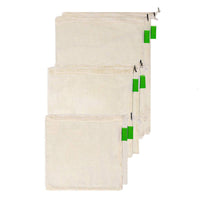 Premium Reusable Cotton Mesh Produce Bags Eco-Friendly Organic Natural Vegetable Fruit Storage Pouch Grocery Shopping Bag 3 Sizes
