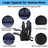 Laptop Backpack with USB Charging Port Water Resistant 15.6 inch Black
