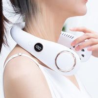 USB Portable Hanging Neck Fan Cooling Air Cooler Mini Electric Air Conditioner-White