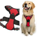 Reflective Adjustable No Pull Dog Harness Vest Harness with Easy Control Soft Handle Red-L