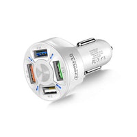 1 Pack 4 USB Port Fast Charging Car Charger White