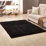 Floor Shaggy Fluffy Area Rug Modern Soft Shag Mat for Bedroom Living Room Black