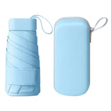 Mini Pocket Umbrella Anti-UV Sun Rain Windproof 6-Folding Umbrella Blue