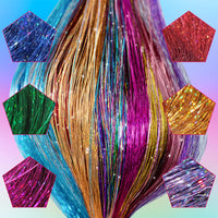 10 Pcs Sparkling Shiny Hair Tinsel Extensions Colorful Hair Tinsel Glitter Hair for Party-Style 1