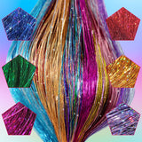 10 Pcs Sparkling Shiny Hair Tinsel Extensions Colorful Hair Tinsel Glitter Hair for Party-Style 1