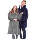 Unisex Warm Oversized Fleece Hoodie Blanket Sweatshirt Hooded with Pocket Gray