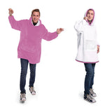 Unisex Warm Oversized Fleece Hoodie Blanket Sweatshirt Hooded with Pocket Pink