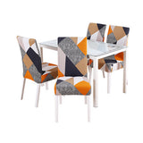 4Pcs Printed Chair Cover Washable Stretch Banquet Hotel Dining Room Office Chair Cover-Style 10